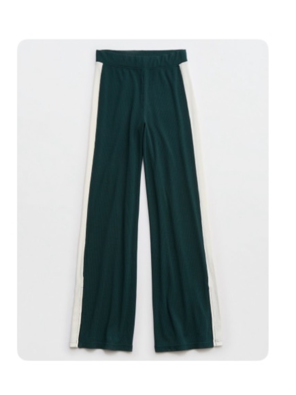 aerie Forest Green Wide-Leg Pants with Cream Side Stripe
